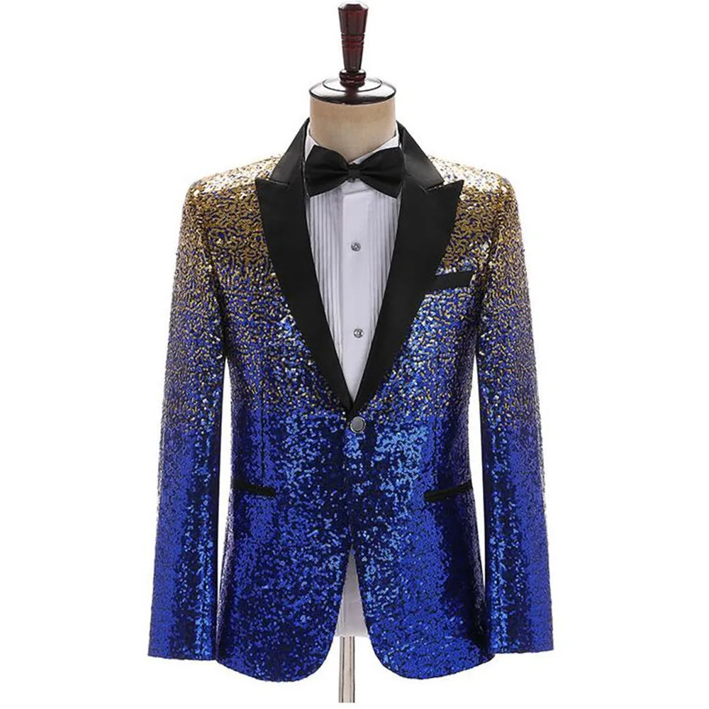 

1 Piece Men's Suit Just One Jacket Shiny Sequin Color With Gold Men's Jacket For Praty,Wedding