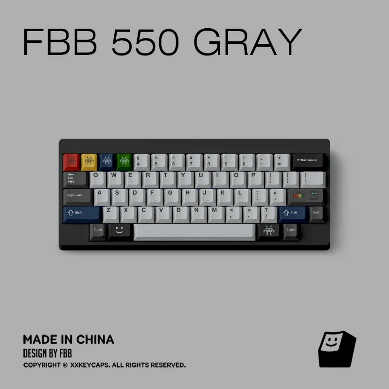 

550 Gray Retro Theme Keycaps Set Customized PBT Sublimation Cherry Profile Keyboard Caps for Mechanical Keyboard Accessories