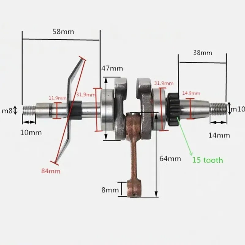 CRANKSHAFT FOR HONDA 139 139F GX31 FG100 4 STROKE 31CC TILLER MAIN CRANK SHAFT TRIMMER BRUSHCUTTER STRIMMER BLOWER PARTS