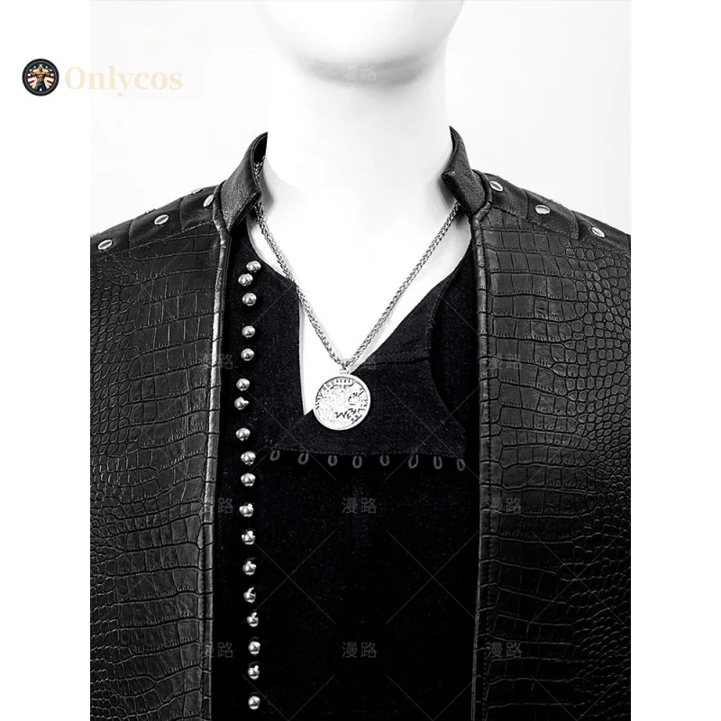 جيرالت ويتشر 5 أزياء تنكرية للهالوين للرجال زي خيالي معطف جلدي دعائم أحذية قفازات مجموعة إكسسوارات Onlycos