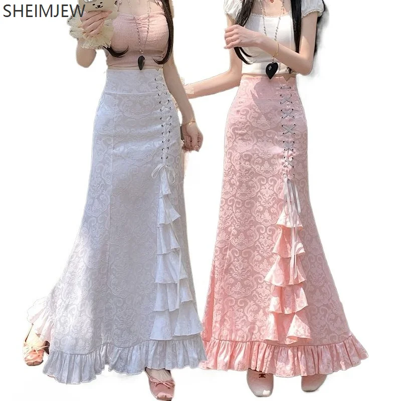 

Women's Skirt Retro Style Role Play Victorian Court Mermaid Dress Long Sexy Ruffled Slim Fishtail Lace High Waist Hip Gown 2025