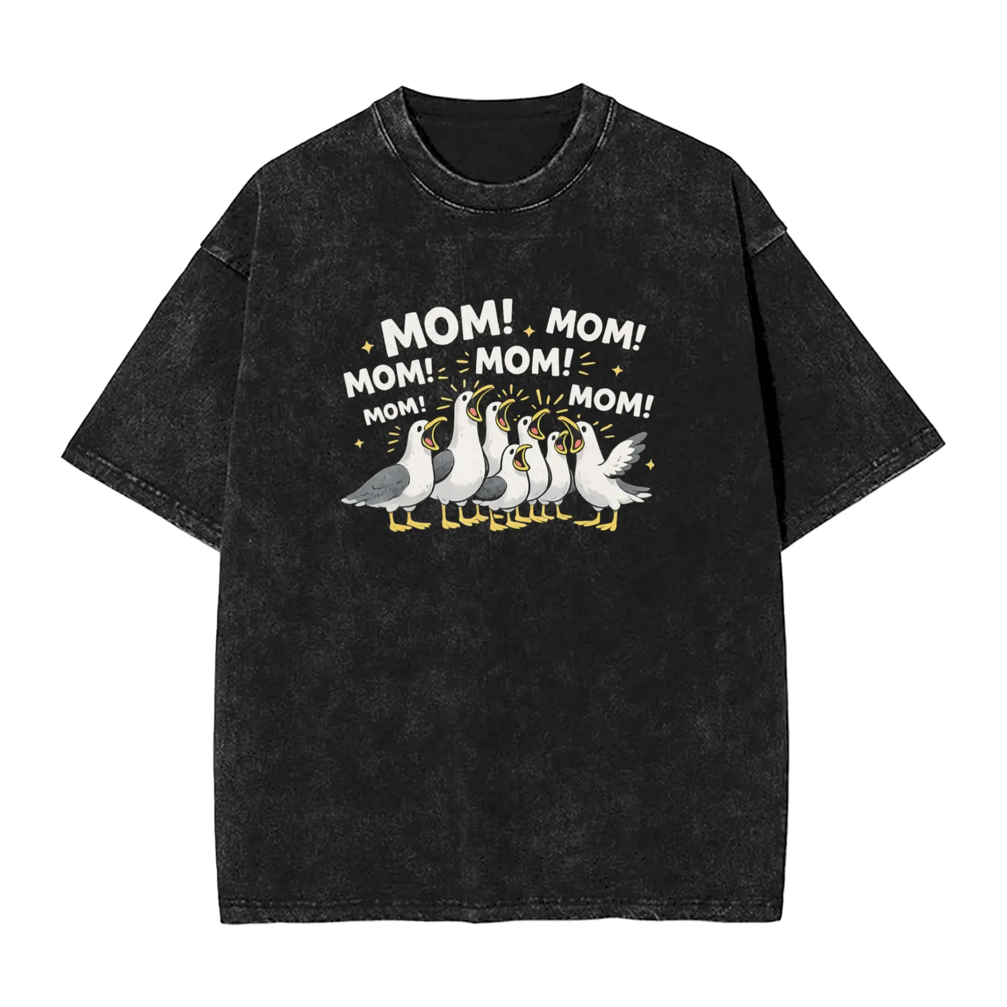 Seagull Mom Funny Mom Humor Ocean Life T-Shirt Men  Vintage 100% Cotton Tee Shirt O Neck Short Sleeve T Shirts Summer Clothes,