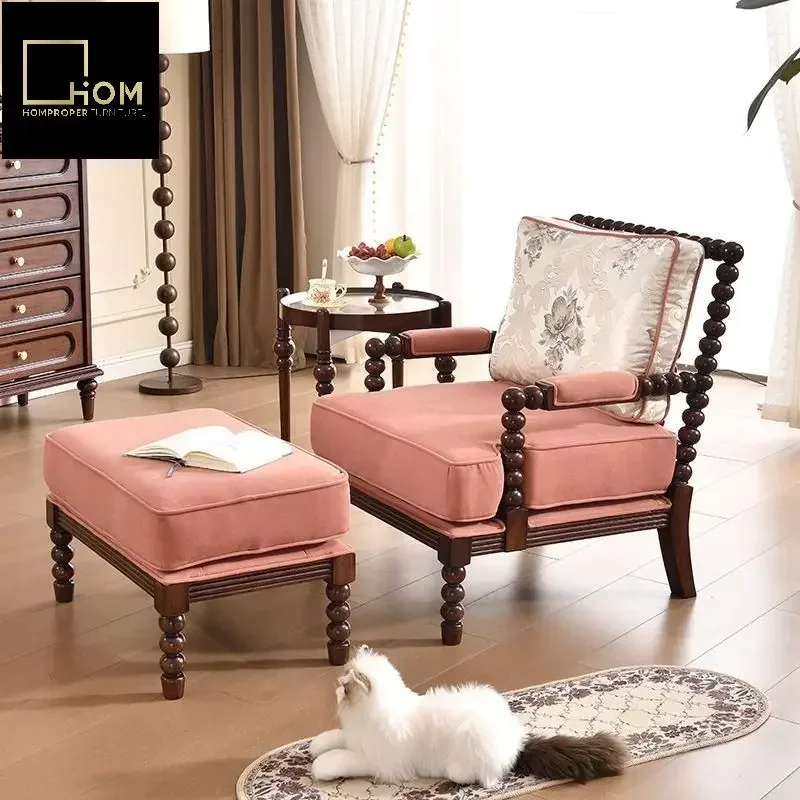 New Arrival American Style Retro High-End Single Sofa Chair French Antique Style Furniture For Household Luxury Living Room Leis