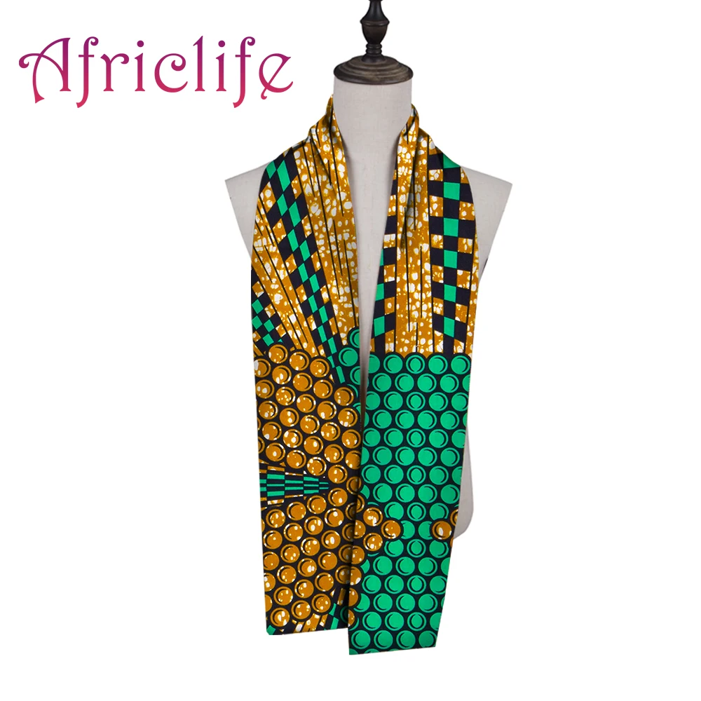 Traditional African Kente Scarf Print Unisex Tribal Scarf for Her Gift for Him Size 180*15cm or 70*6inch Wyb562