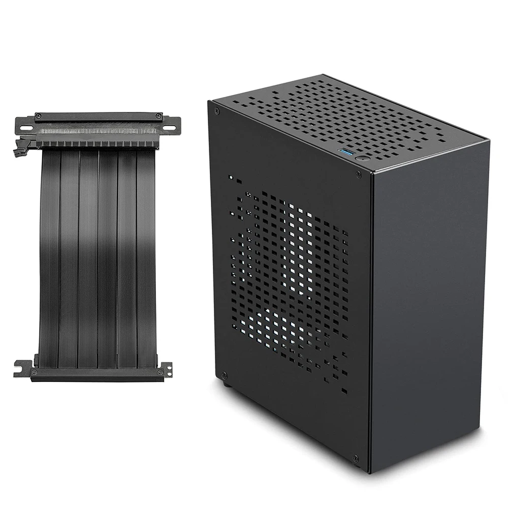 Aluminum HTPC Mini ITX PC Case with PCIE 3.0 Cable Mini ITX Chassis Game Computer Case Support Graphics Card RTX2070 I5 Mini