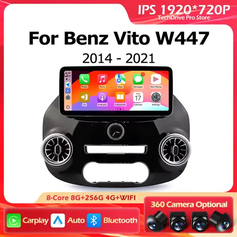 Android 15 Carplay Auto For Mercedes Benz Vito W447 2014-2021 GPS Navigation Car Radio Multimedia Radio Player 4G Wifi BT DSP