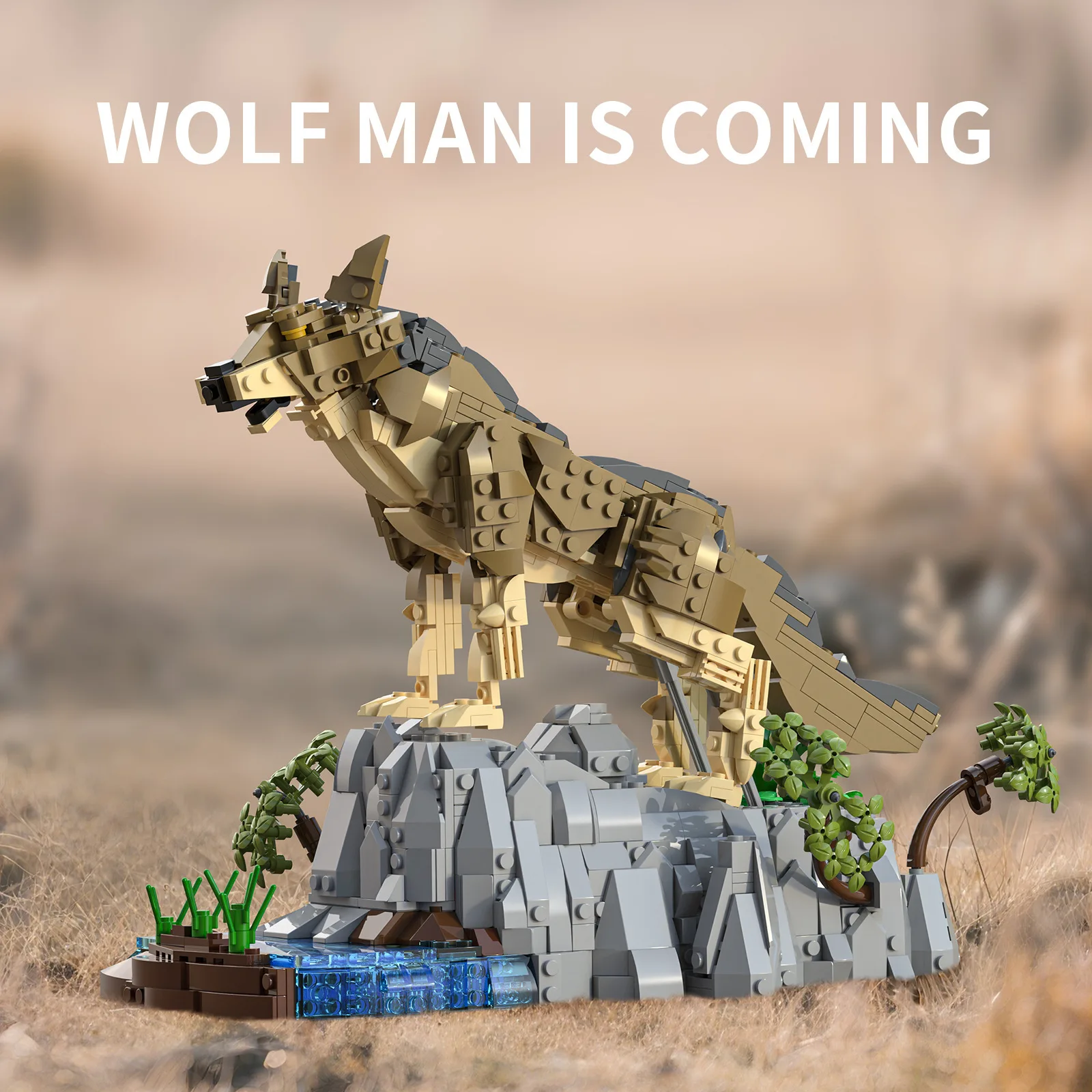 

Wolf Desktop Decor Puzzle Building Blocks Small Bricks Educational Toy Gift for Kids