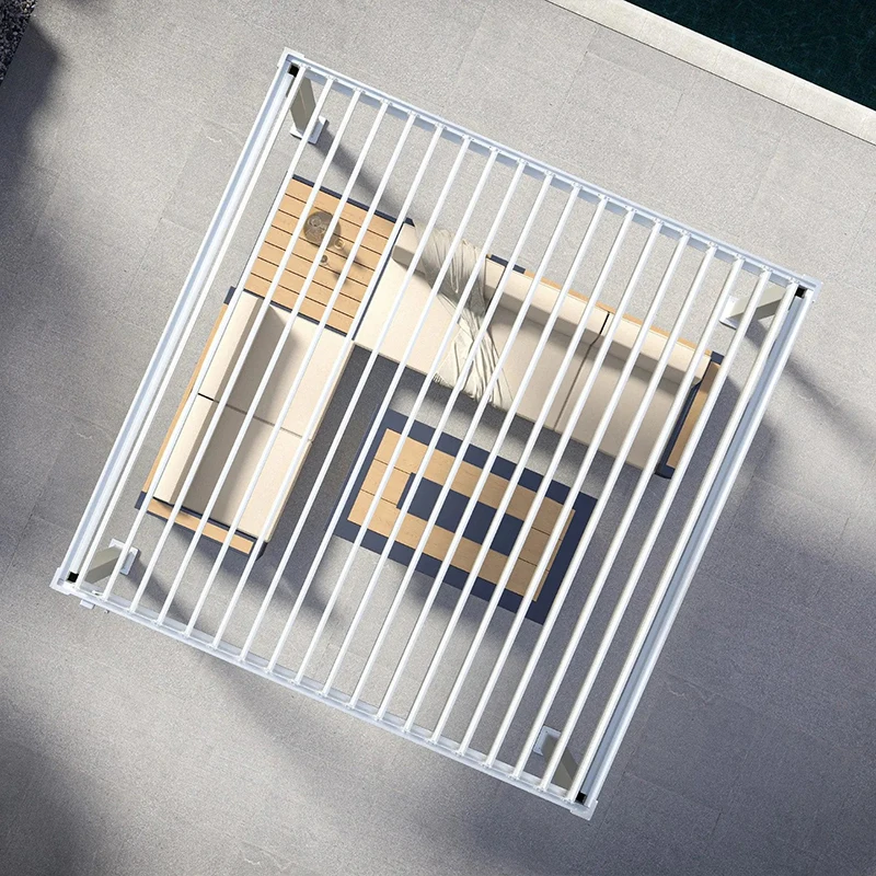 Aluminum Alloy Bioclimatic Pergola with Adjustable Louvers and Built-in Lights for Villa Patio Outdoor Garden