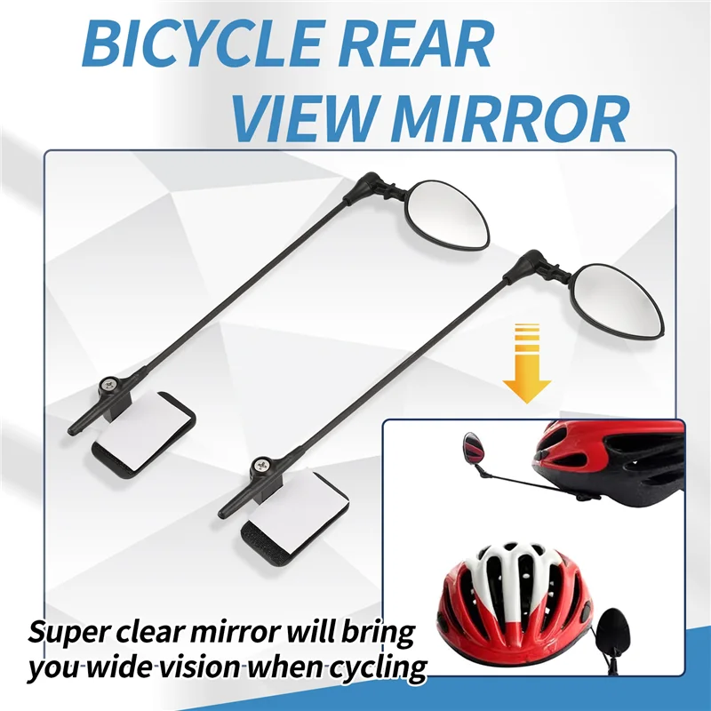 Shoppingsports 2 Pack Bike Helmet Mirror, 360 Degree Adjustable Bicycle Rear View Mirror Bike Mirror Lightweight For Cycling