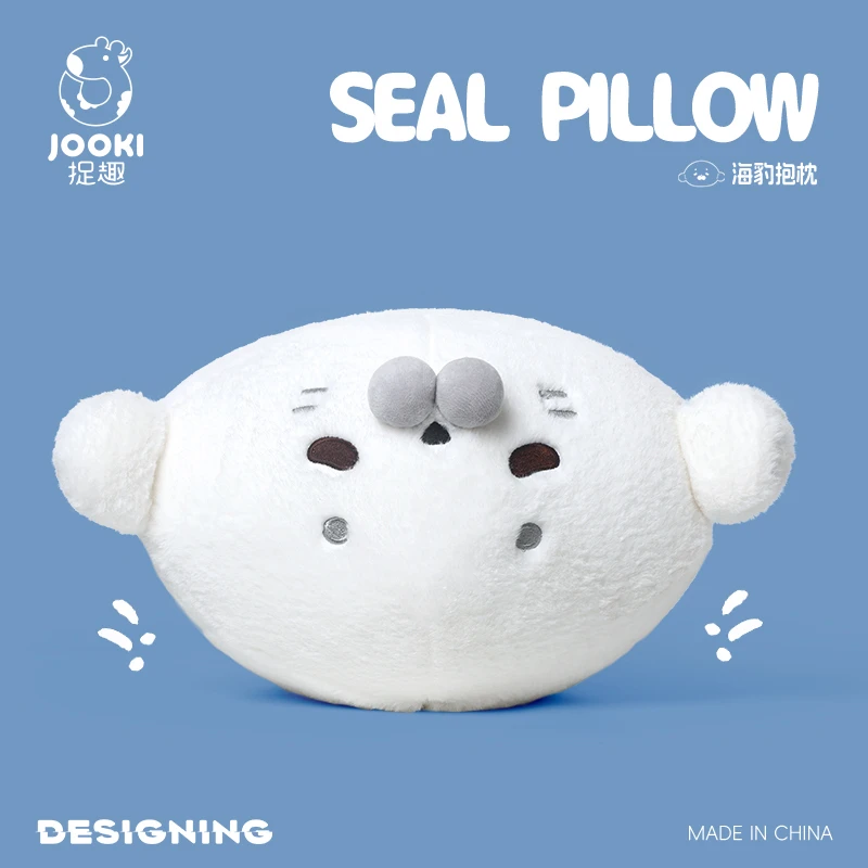 Baby Seal Plush Toy 40cm Soft Cuddly White Marine Animal Stuffed Gift Adorable Black Eyes Grey Snout Soothing Seal hug pillow