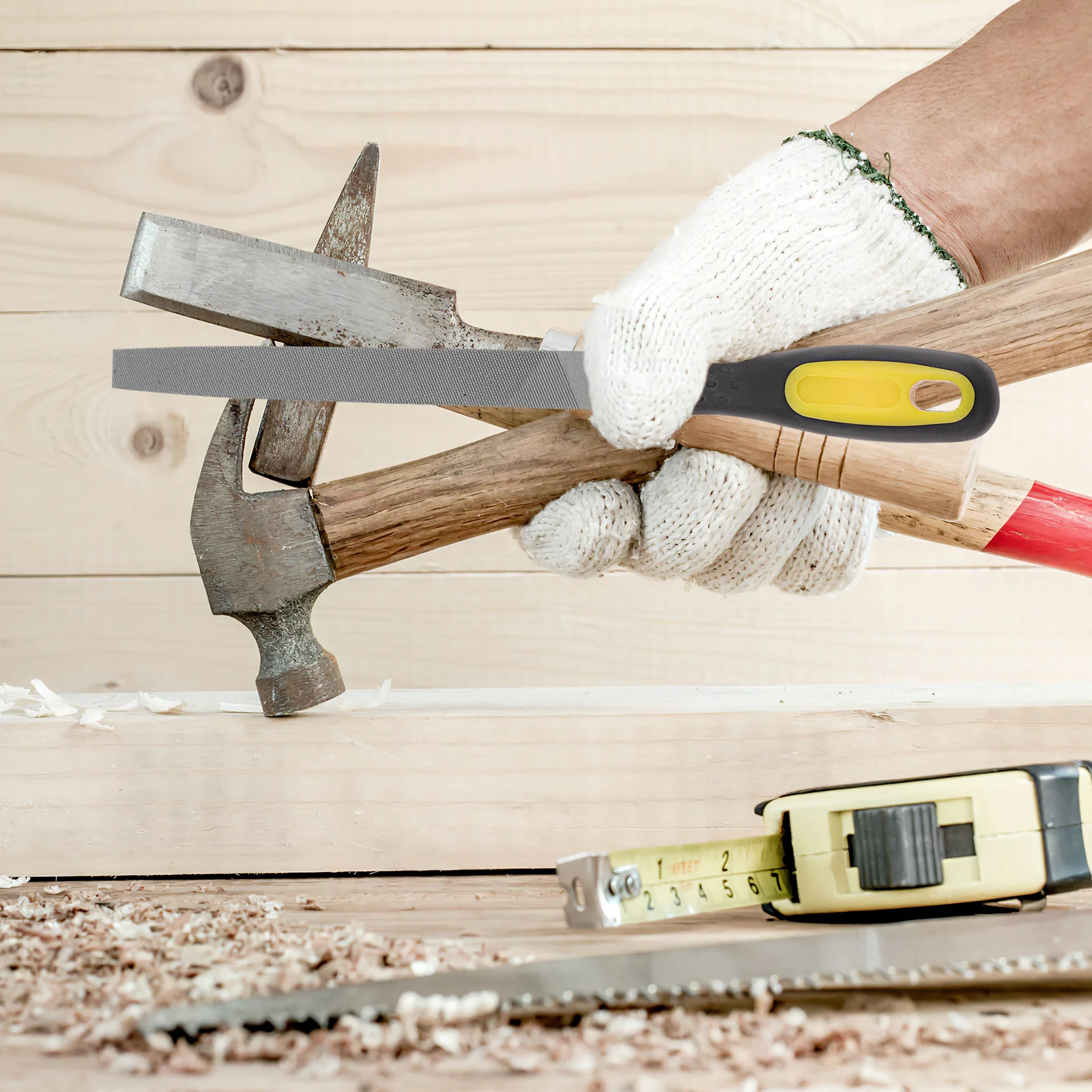 مبرد مسطح احترافي مع مقبض، مادة عالية الجودة، متينة وسهلة التخزين لتلميع المعادن ومنظم التعليق #1