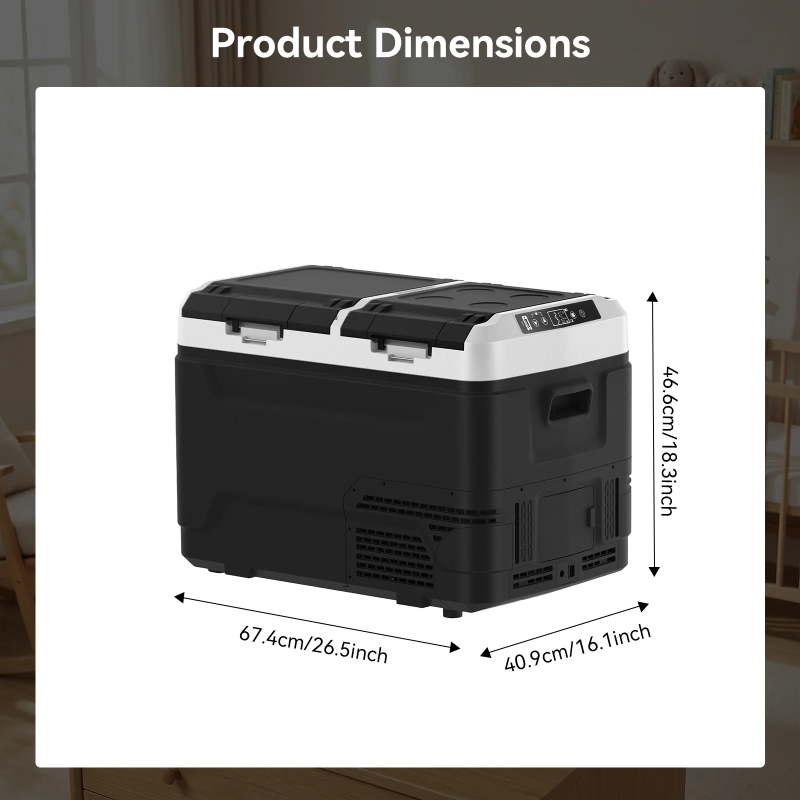 40L/50L/60L Auto Koelkast/Vriezer, 12V Koelkast met APP-bediening, Draagbare Vriezer 12/24V DC 100-240V AC voor Kamperen, Reizen, Vrachtwagen, Thuis