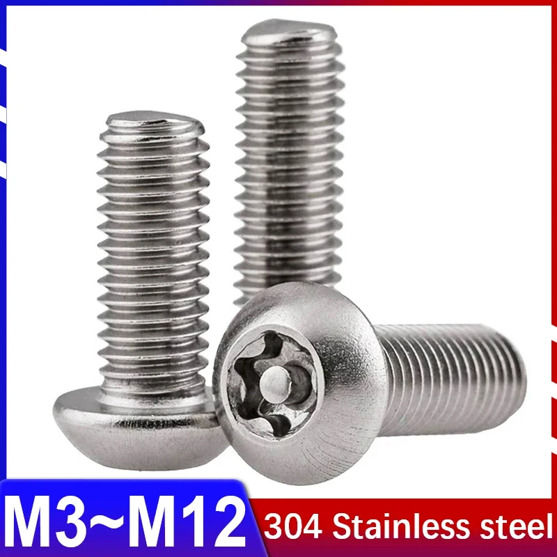 304 Stainless Steel Inner Plum Round Head with Needle Special-shaped Bolt Pan Head Anti-disassembly Anti-theft Screw M3M4M5~M12