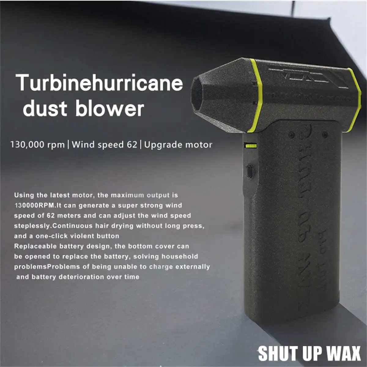 

Handheld Violent Fan Brushless Turbo Jet Fan Electric Air Duster 130000RPM Wind Speed 62m/s Car Computer Pet Cleaning Blower