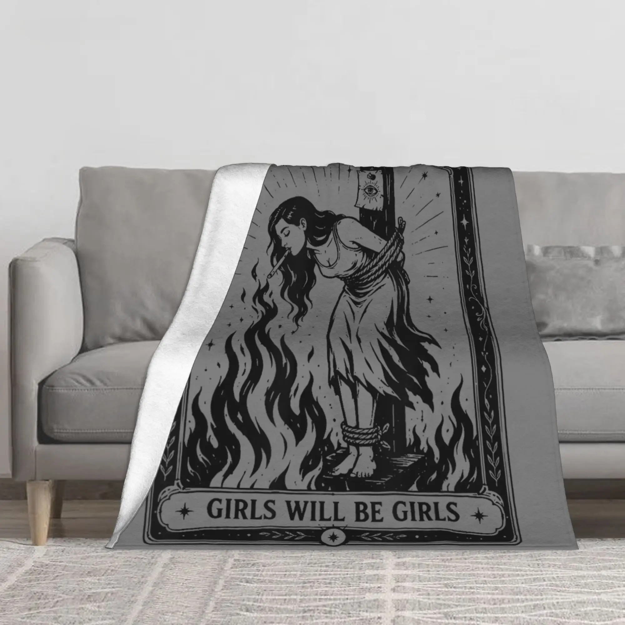 1PC Cigarette Burning Tarot Card Women Blanket Throw Super Cosy Plush Living Room Sofa