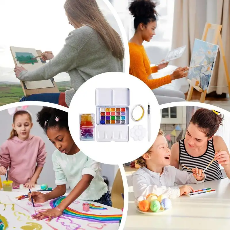 Water Paint Set Color Changing Watercolor Set 20 Color Changing Watercolor Paint Set Multifunctional Watercolor Solid Paint Set