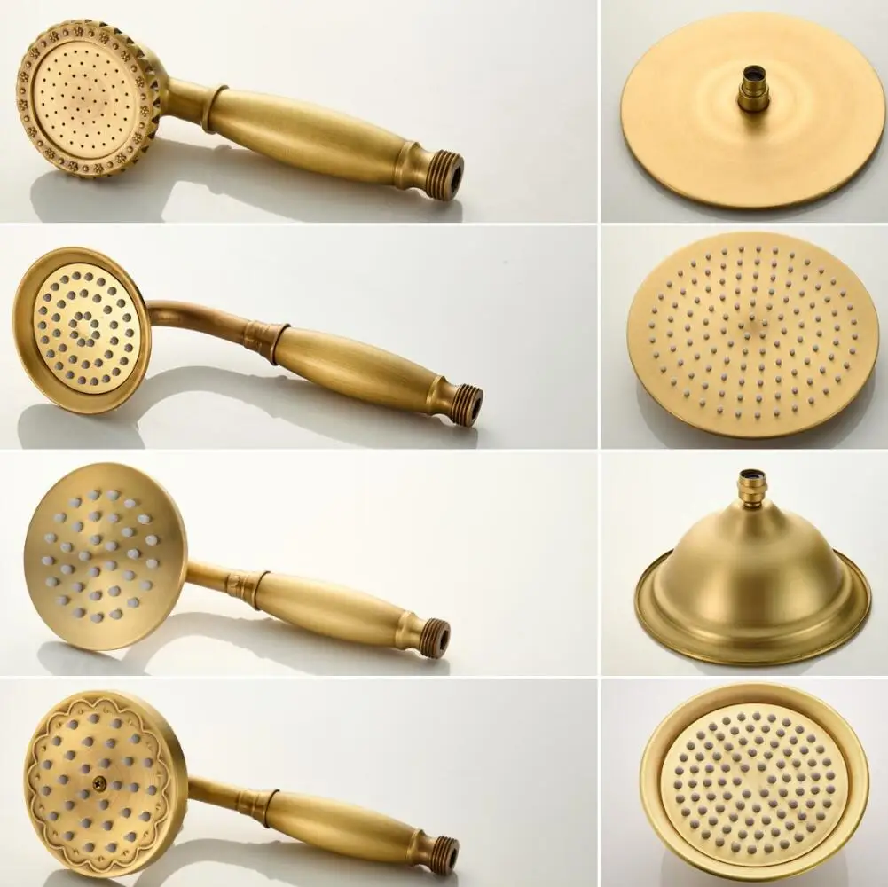 レトロなシャワー用品、アンティークブロンズシャワーヘッド、オーバーヘッドとハンドヘルドのシャワー噴霧ヘッド