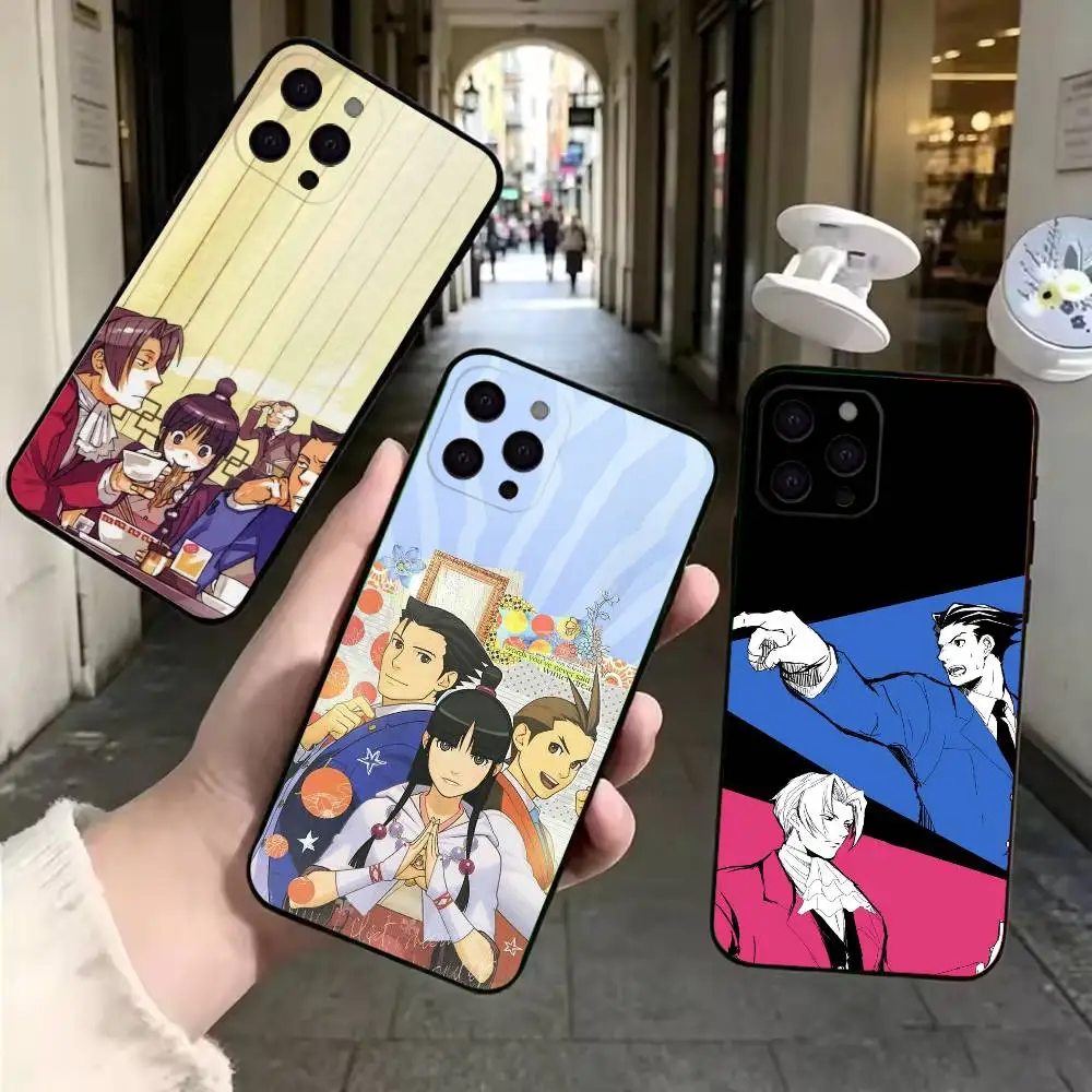 Coque de téléphone souple anti-poussière Game Ace A- Attorney noire pour iPhone 17 16 15 14 13 12 11 XR 8 7 Pro Max Mini Air 16E Plus
