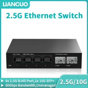 Ethernet Network Lianguo-Switch, Home Laboratory Installation, Switch Ethernet, Plug and Play, 2 Ports, 10 Gbit / s, SFP + Steckplatz, 2,5 GB, 4 Ports, 2,5 g 8 Hauptverkaufsschalter Gigabit 4 Türen - №8