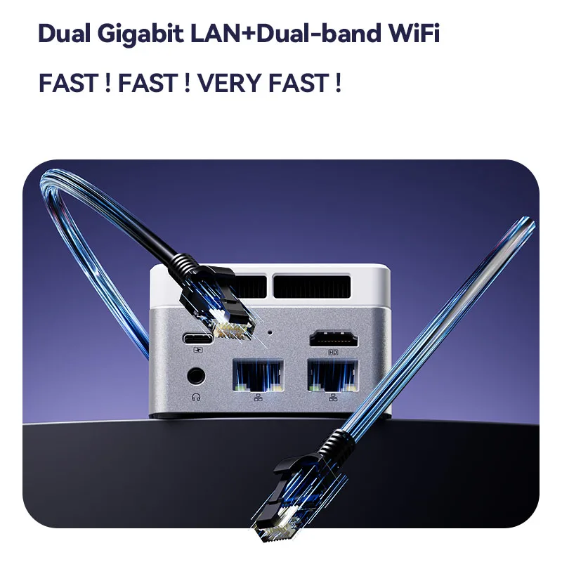 XCY 2LAN Office Mini PC with Inter N100 DDR5 Support Windows10 Dual-band WiFi5 4*USB Full-featured Type-c Desktop Computer