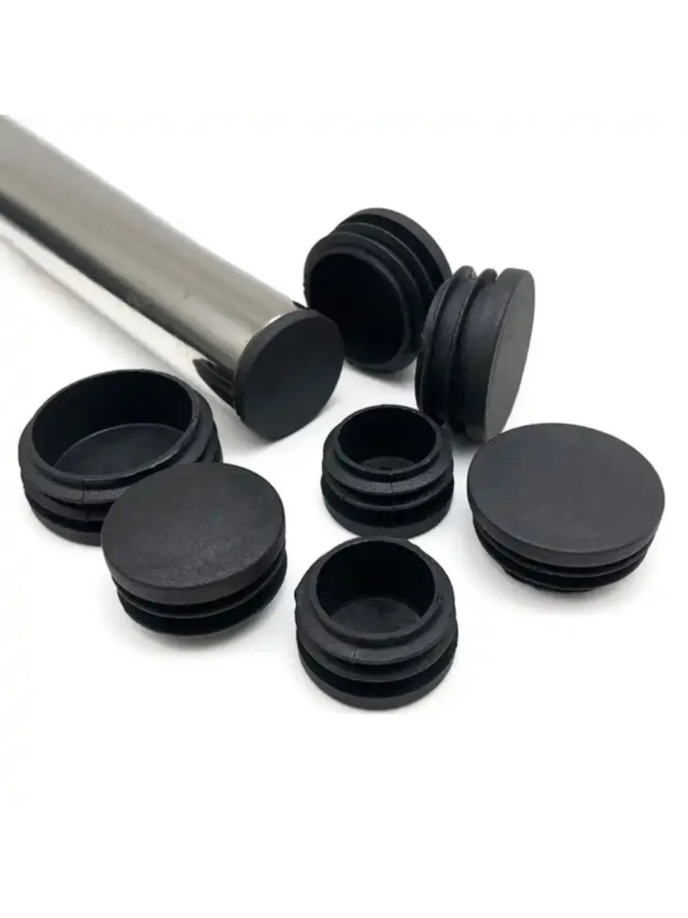 Round Plastic Blanking End Cap, Black Tube Pipe Inserts Plug, Bung Tube Pipe, Plastic End Cap, Proteger a poeira para as pernas da cadeira