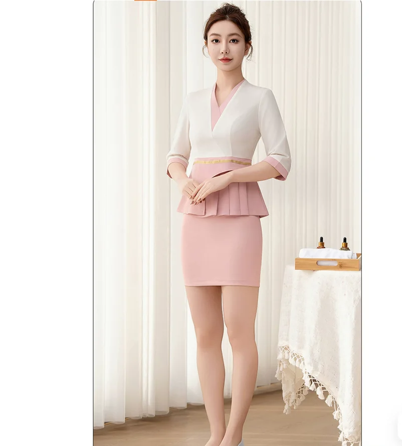 spring-and-summer-beautician-clothing-women's-foot-bath-massage-technician-workwear
