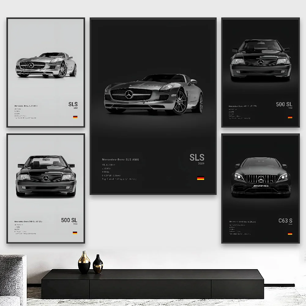 

black Luxury Sports Car Luxury German Car Poster HD art sticky wall waterproof home living room bedroom bar aesthetic decoration