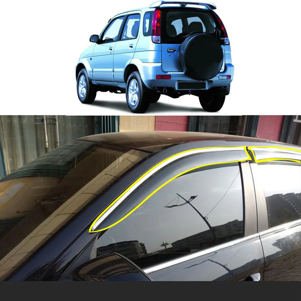 

Car Body Styling Sticker Plastic Window Glass Wind Visor Rain/Sun Guard Vent Parts For TOYOTA TERIOS 2004 2005 2006