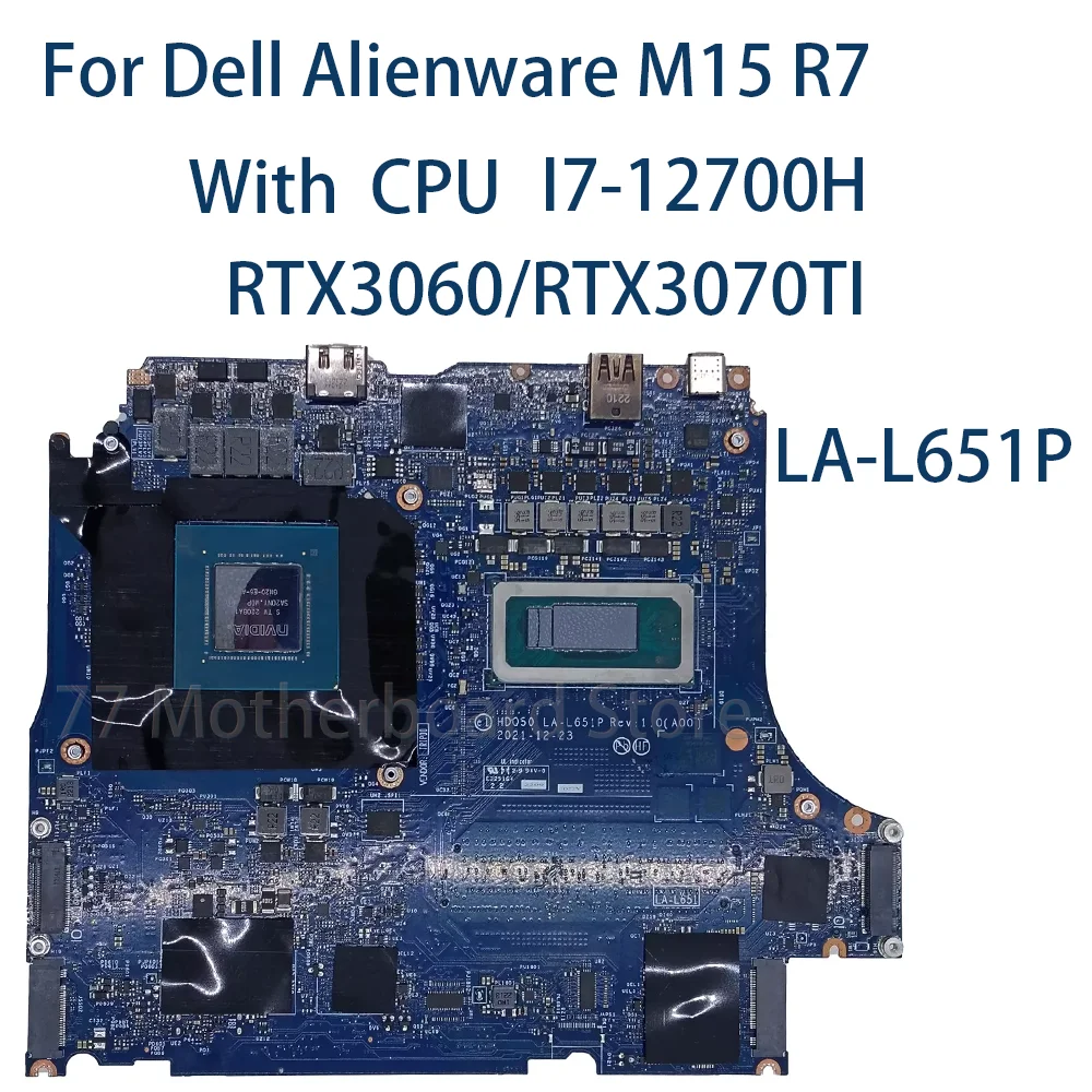 

Материнская плата для ноутбука Dell Alienware M15 R7 LA-L651P с процессором I7-12700H, графическим процессором RTX3060/RTX3070TI CN 02R5KV 0DJVK7
