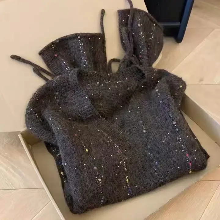 

Korean Design V-Ne Long Sve Knitted Sweater Women's Loose Slimming Faion Top for Autumn Winter New Arrival