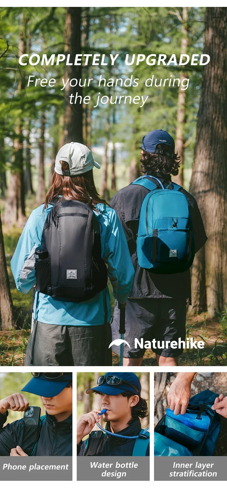 Naturehike Rucksack 18L 22L Ultraleichter wasserdichter Outdoor-Rucksack für Herren und Damen, Camping, Wandern, Umhängetasche – Detail 5