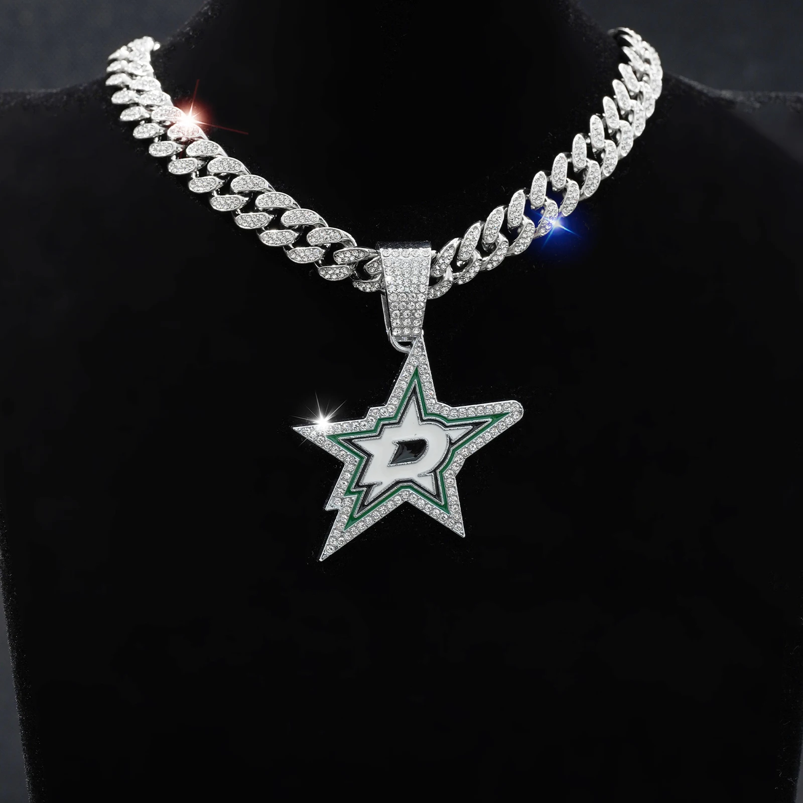 Women Men Rhinestone Decor Star Design Charm Necklace, Jewelry for Daily Clothing Decor, Jewelry for Birthday Gift