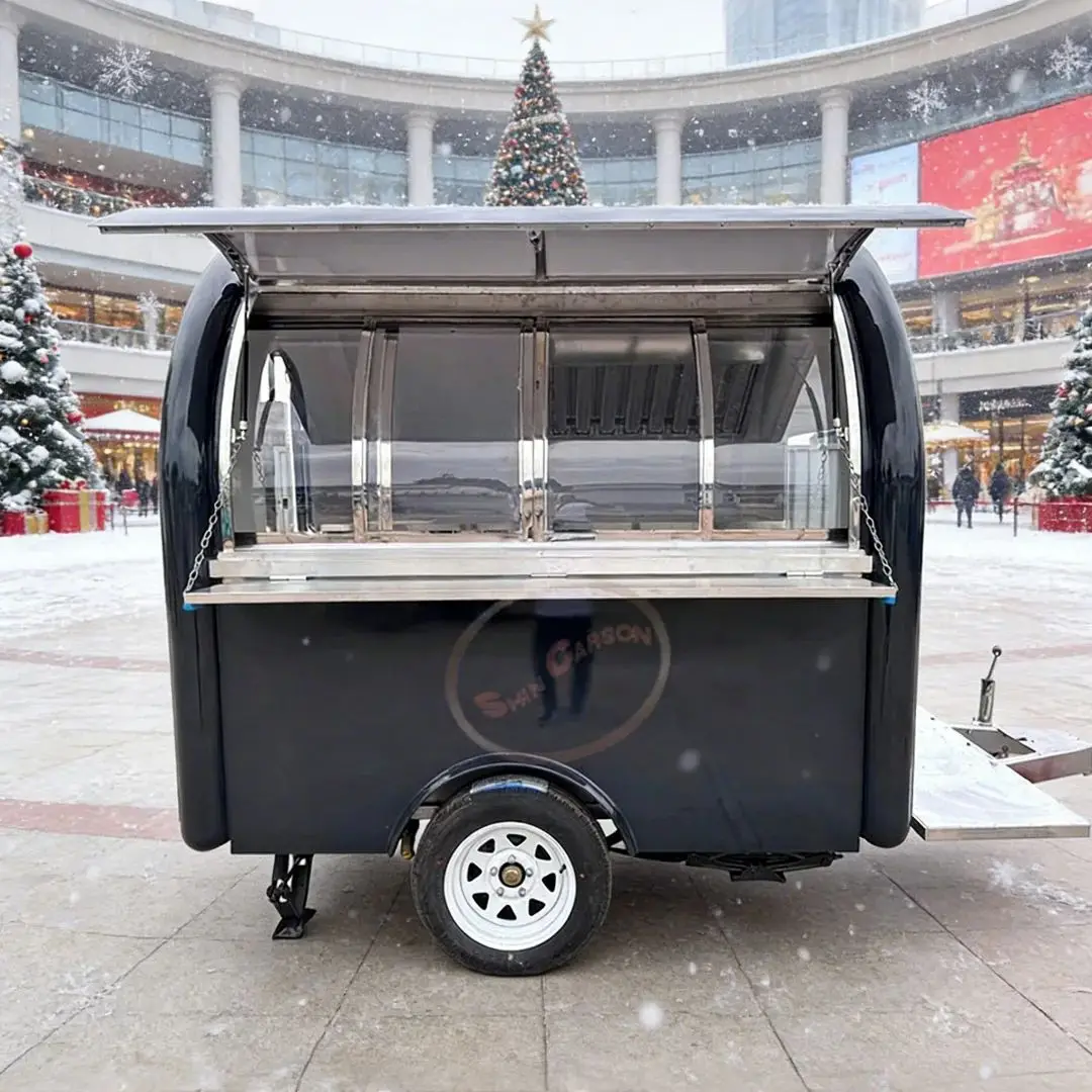 

Portable Small Food Cart with Serving Window Fiberglass Food Vending Trailer for Street Business