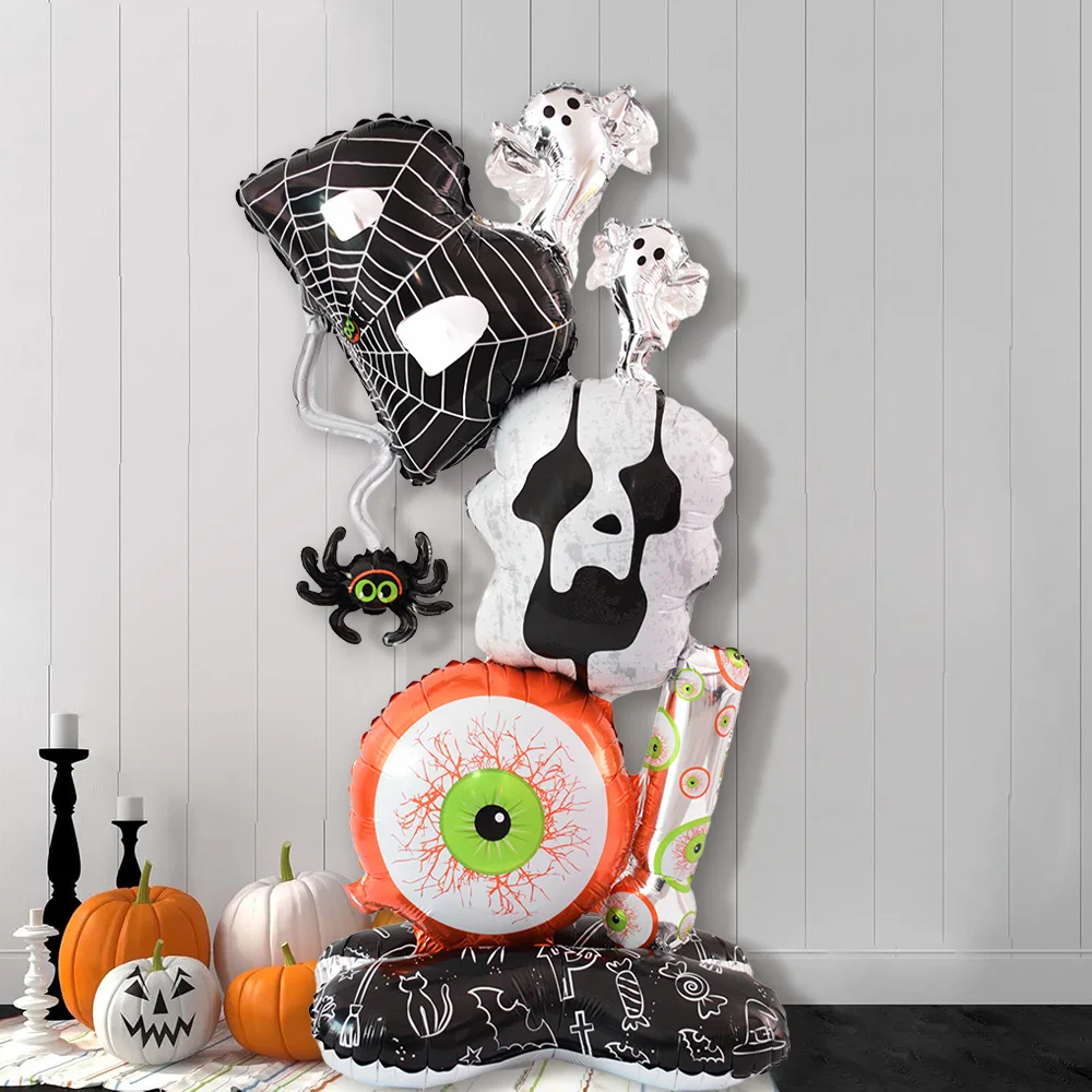1 Packung stehende Boo-Luftballons, Halloween-Folienballons, geeignet für Halloween-Partys, Halloween-Dekorationen, Freund-Party-Dekorationen, Halloween-Heimdekorationen, Halloween-Grusel-Requisiten,