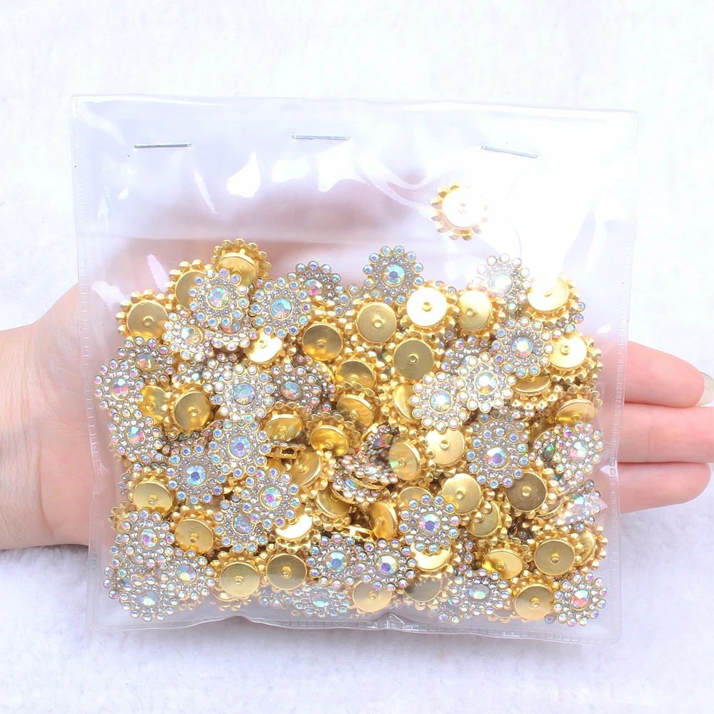 

Flatback Claw Rhinestones 14mm 200pcs Sewing Half Round Shiny Crystals Stones Gold Base Sew On Rhinestones For Clothes