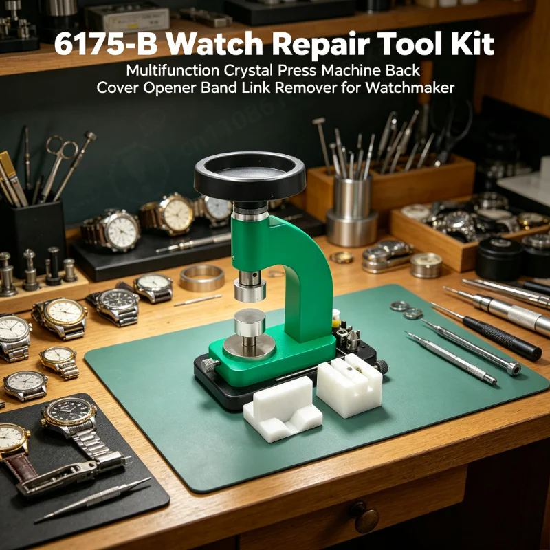 

TOP 6175-B Watch Repair Tool Kit Multifunction Crystal Press Machine Back Cover Opener Band Link Remover for Watchmaker