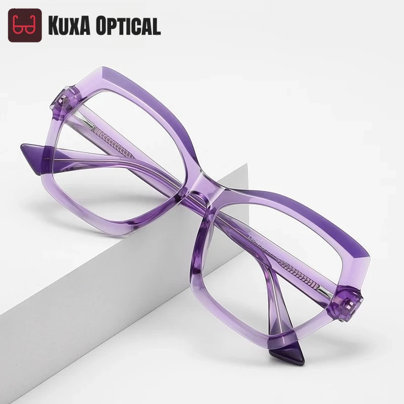 

KUXA новая геометрическая большая оправа, персонализированный модный дизайн, очки для чтения с защитой от синего света, настраиваемые очки по рецепту LS043