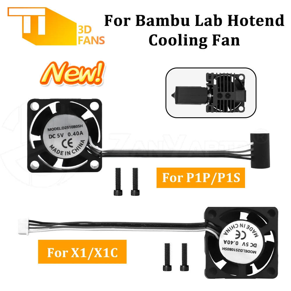 

For Bamboo Lab X1/P1 2510 Fan Hotend Cooling Fan with Cable Quick Cooling Fan for Bamboo X1C P1S P1P 3D Printer Accessories