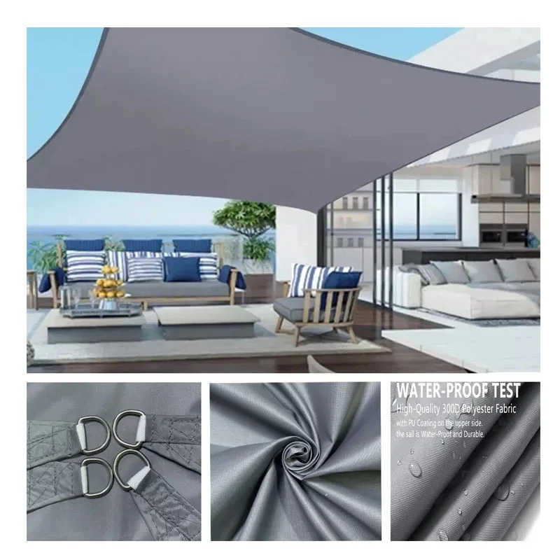 Sunshade Sail Outdoor Rectangular Canopy Waterproof Snow proof Garden Swimming Pool Sail Sunshade Car Terrace Canvas Sunshade
