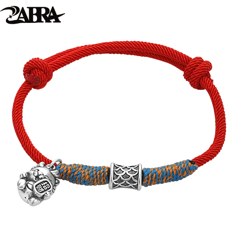 ZABRA 999 Sterling Silver Zodiac Dragon Bracelet for Men and Women, 2024 Dragon Year Red Bracelet