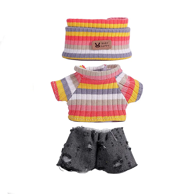 NO Doll, For Labubu Doll Clothing Set Hat,17cm Clothes Shoes Training Sitting Party Games Toys Gifts  Doll DIY Accessories