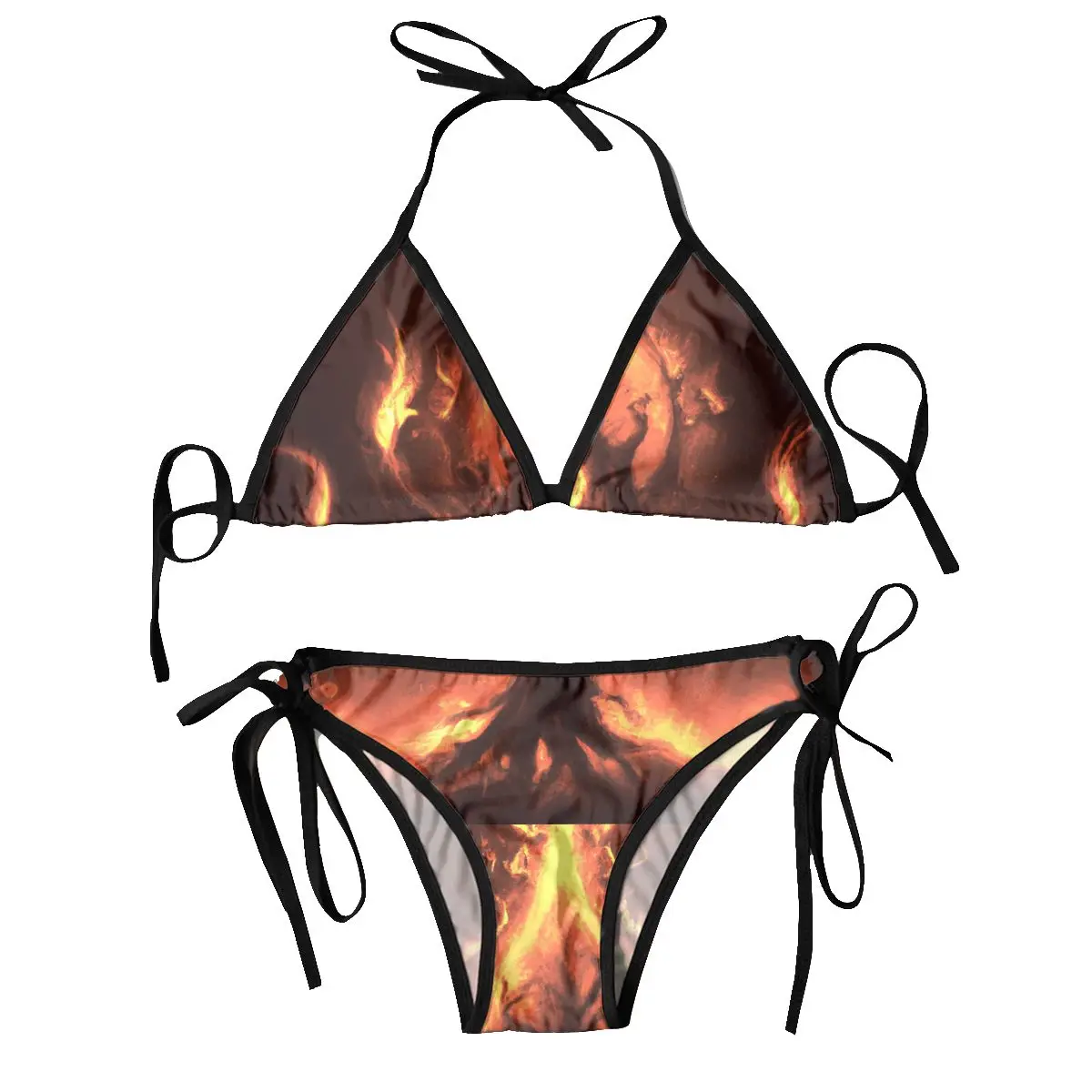 

2024 Swimsuit Tree Yggdrasil Ritual Fire Mujer Women Swimwear Summer Beachwear Bathing Bikinis Sets