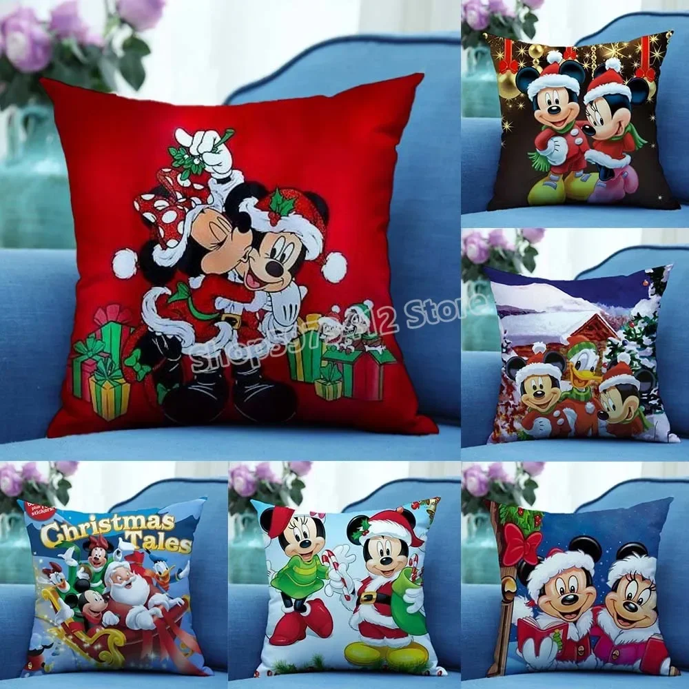 Disney Mickey Minnie Kissen bezug Weihnachten Cartoon Anime Print quadratische Kissen bezüge Home Decoration Kissen bezug Herbst Weihnachten Dekor