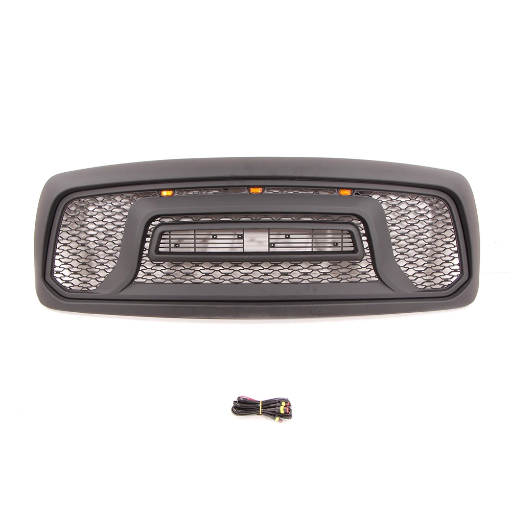 Black Hood Upper Grille With Lights Fit For Dodge Ram 1500 2002-2005