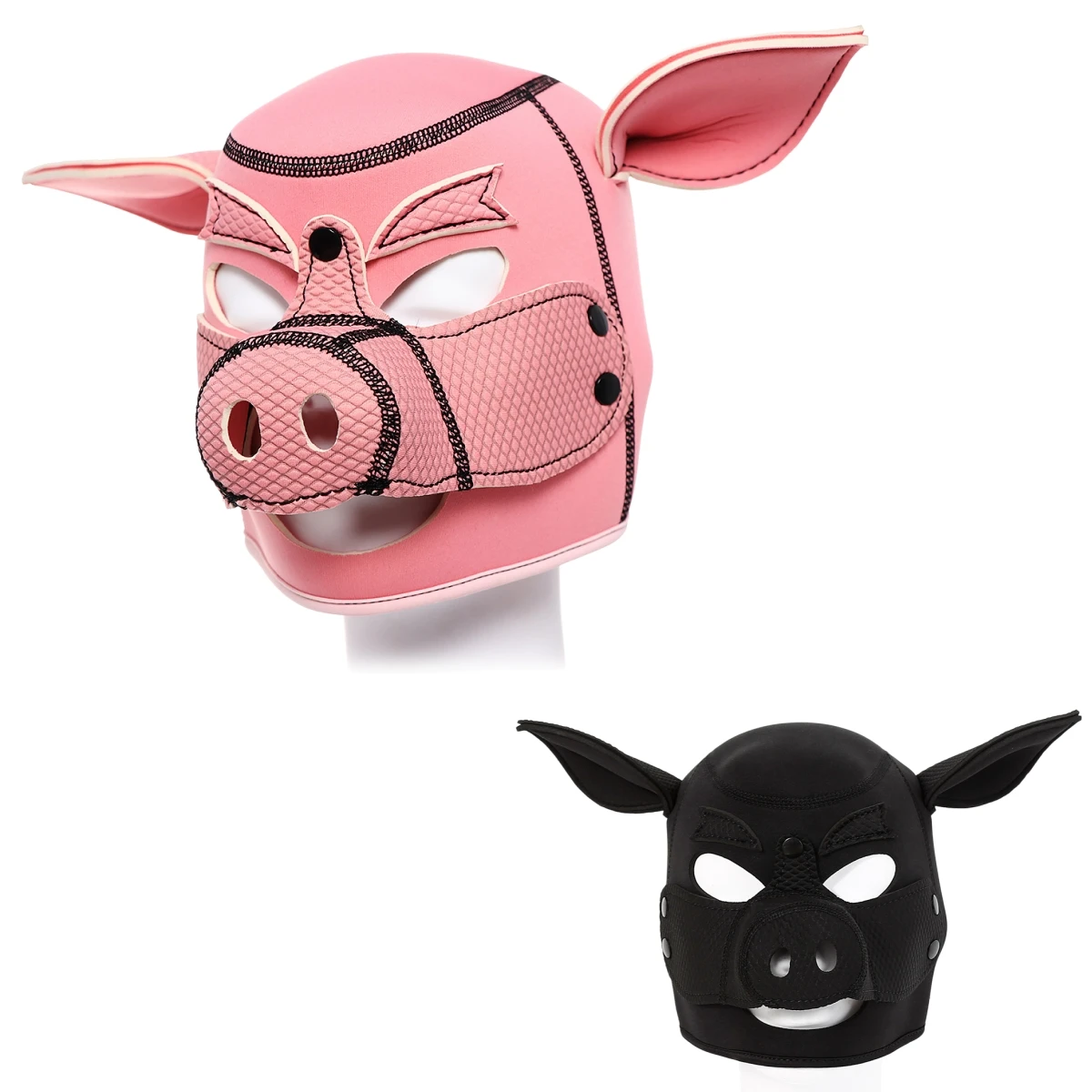Exotic Pink 3D Full Head Hood Adjustable Animal Costume Cosplay Headgear Rubber Sponge Sexy Play Mask for Disguised Dance Party