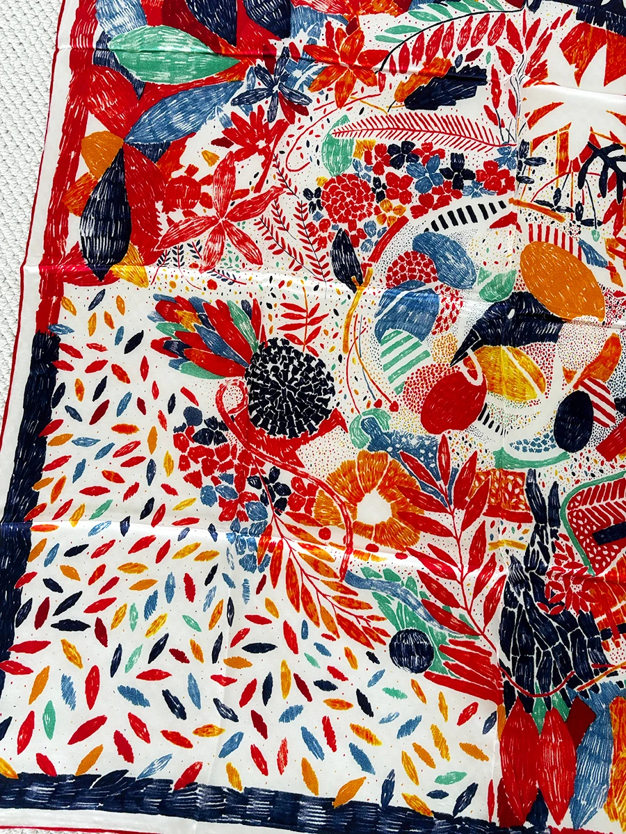 

110cm Silk Scarf Luxury Designer Large Rolled Bandanas Shawls Head Neck Decoration Scarves Foulard Femme
