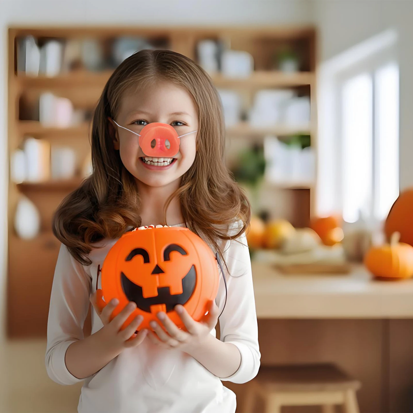 

8pcs Nose Mask Halloween Costume Party Funny Pig Snout Lightweight Elastic Band Animal Face Accessory Cosplay Pig Nose