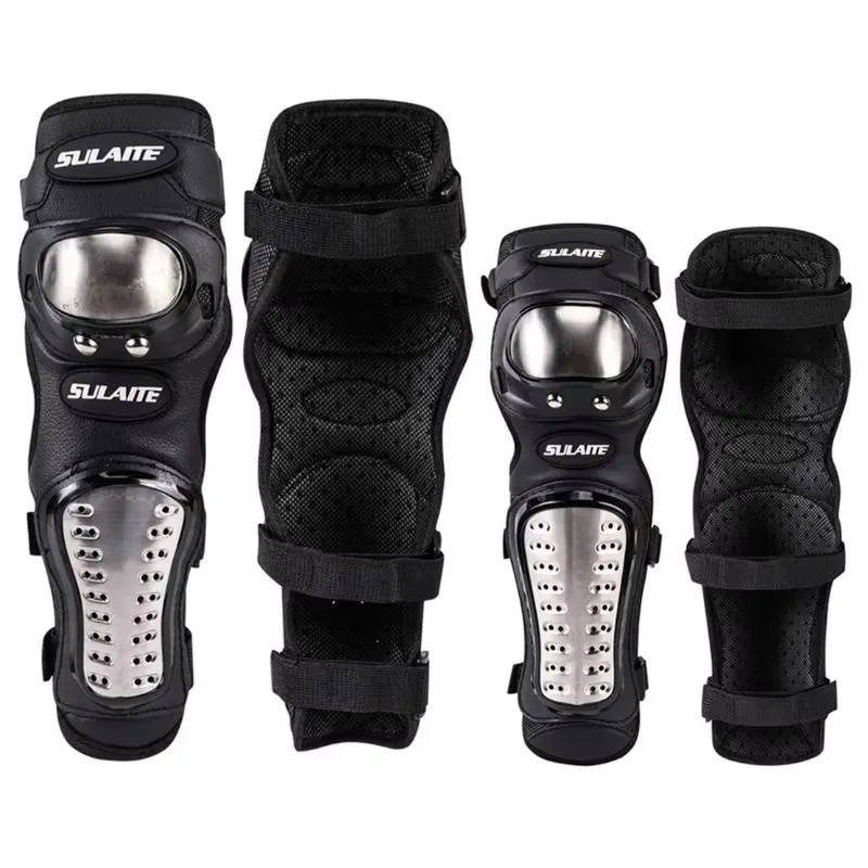 4Pcs Motorcycle Stainless Steel Knee Kneepad for Protective Sport Guard Racing Motocross Protector Set