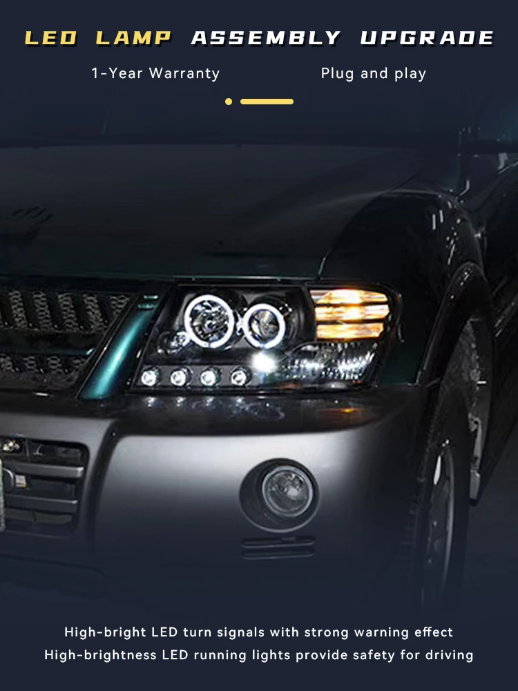 Headlight For Mitsubishi Pajero V73 V75 V77 Head Light 2002-2014 Angel Eyes Design Modified LED DRL Len Xenon Signal Accessories