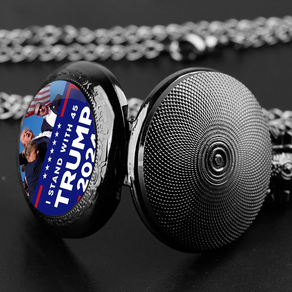 Cool Trump Pocket Watch, relógio requintado elegante com colar de corrente, eu estou com 45 TRUMO, relógio retro, melhor presente, 2024